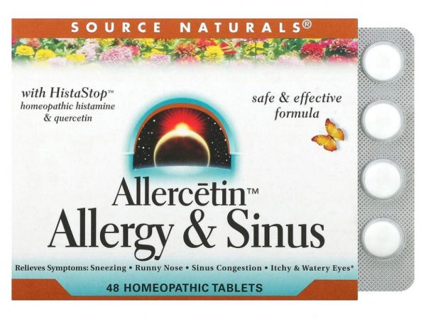 Source Naturals, Allercetin, средство от аллергии и заложенности носа, 48 таблеток