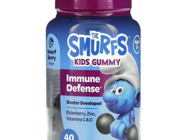 The Smurfs, жевательная добавка для укрепления иммунитета, для детей от 3 лет, ягодный вкус, 40 жевательных конфет