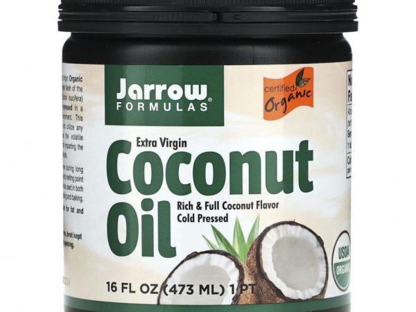 Jarrow Formulas, органическое кокосовое масло холодного отжима, отжатое шнековым прессом, 473 мл (16 жидк. унций)