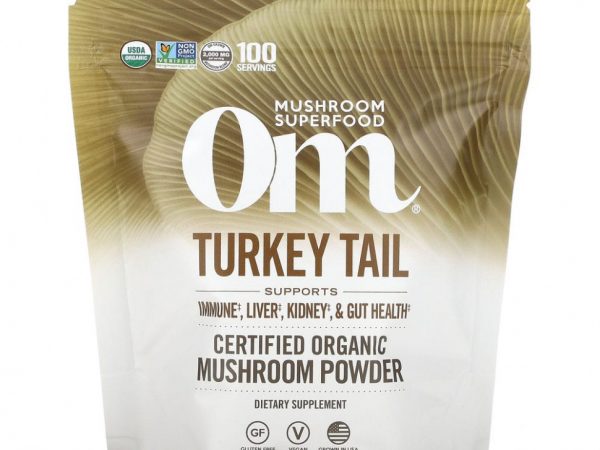 Om Mushrooms, Turkey Tail, сертифицированный органический грибной порошок, 200 г (7,05 унции)