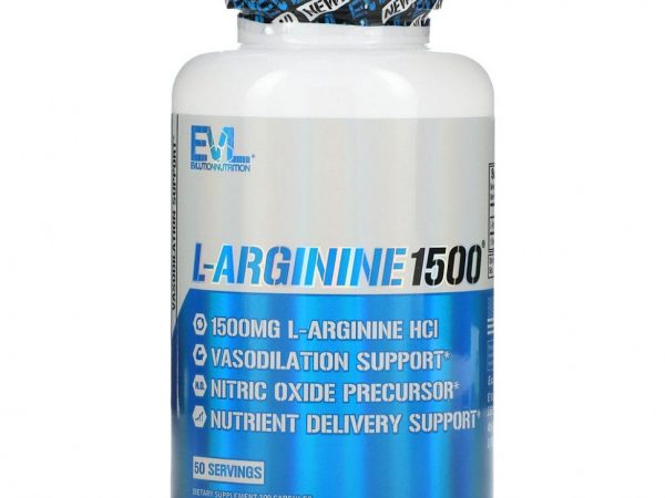 EVLution Nutrition, L-аргинин 1500, 100 капсул