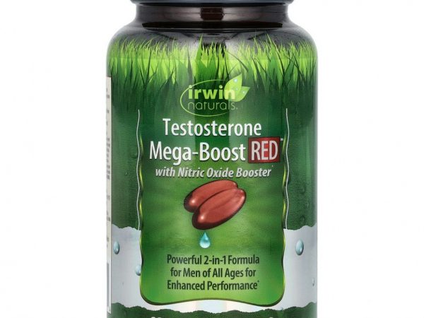 Irwin Naturals, Testosterone Mega-Boost RED, повышение уровня тестостерона, 68 капсул с жидкостью