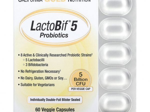 California Gold Nutrition, LactoBif, пробиотики, 5 млрд КОЕ, 60 растительных капсул