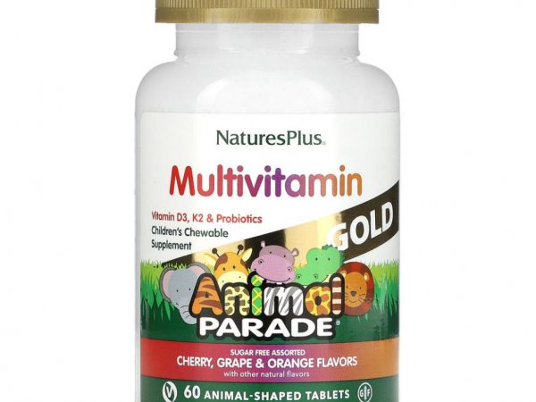 NaturesPlus, Source of Life, Animal Parade Gold, жевательные мультивитамины с микроэлементами для детей, в ассортименте, 60 таблеток в форме животных