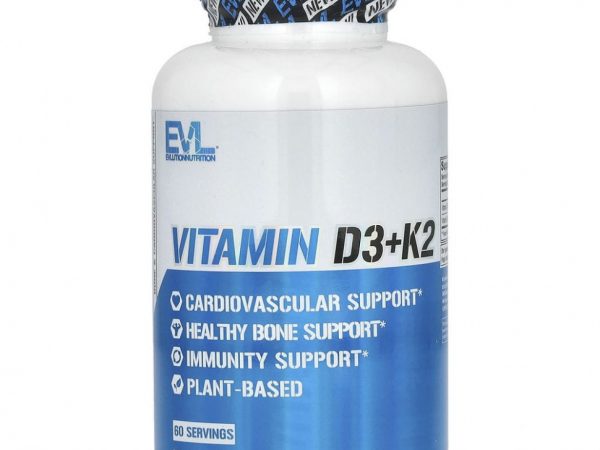 EVLution Nutrition, витамины D3 и К2, 60 вегетарианских капсул