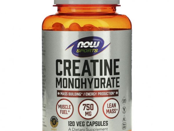 NOW Foods, Sports, моногидрат креатина, 750 мг, 120 растительных капсул
