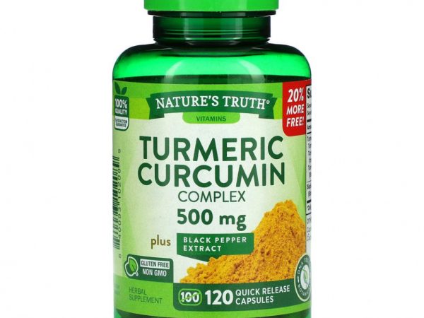 Nature's Truth, Куркума, комплекс куркумина и экстракт черного перца, 500 мг, 120 капсул с быстрым высвобождением