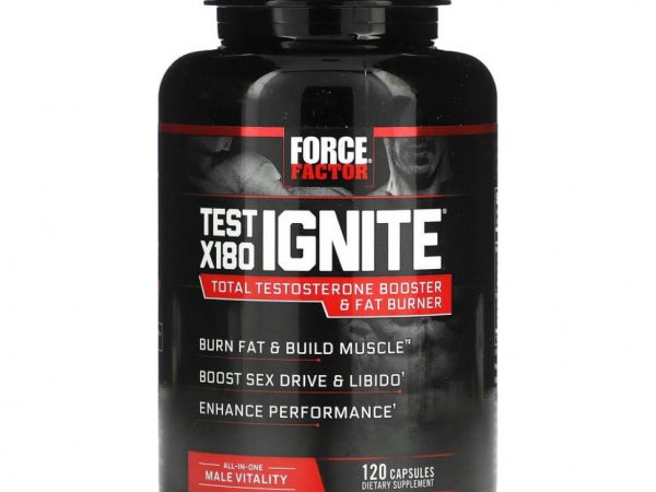 Force Factor, Test X180 Ignite, бустер свободного тестостерона и сжигатель жира, 120 капсул