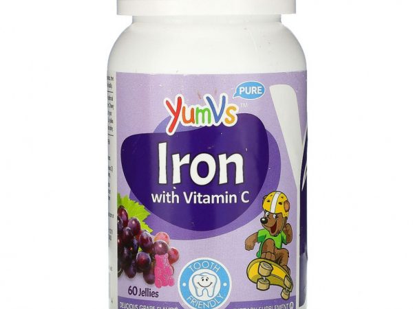 YumV's, Pure, железо с витамином C, виноград, 60 желейных конфет