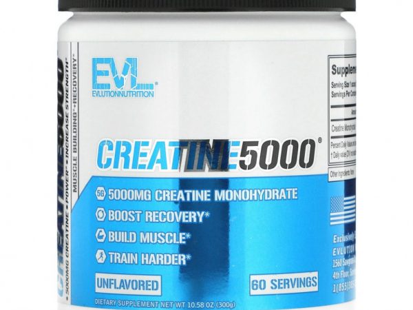 EVLution Nutrition, CREATINE5000, без добавок, 300 г (10,58 унции)