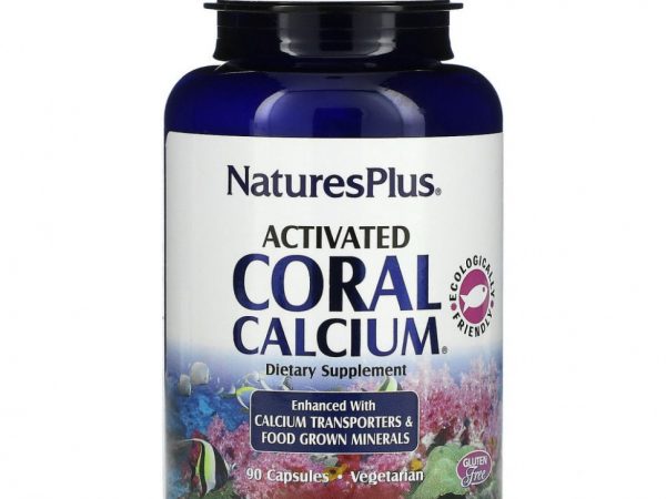NaturesPlus, активированный коралловый кальций, 90 вегетарианских капсул