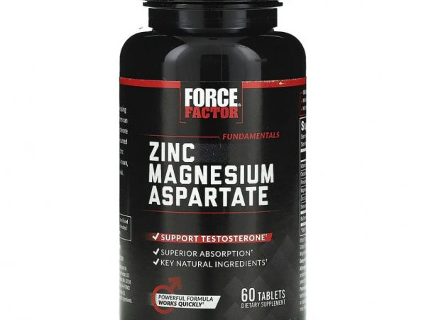 Force Factor, Цинк и аспартат магния, 60 таблеток