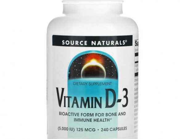 Source Naturals, Витамин D-3, 5000 МЕ, 240 капсул