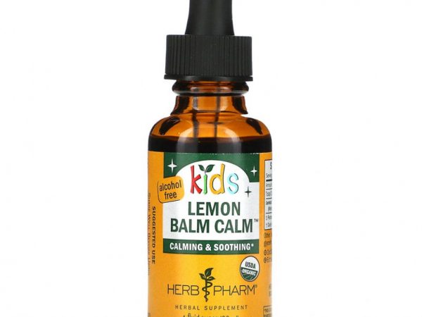 Herb Pharm, Успокаивающий сироп для детей из органической лимонной мяты, без алкоголя, 1 жидкая унция (30 мл)