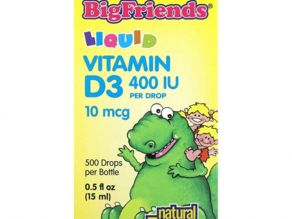 Natural Factors, Big Friends, жидкий витамин D3, 10 мкг 400 МЕ, 15 мл (0,5 жидк. унции)
