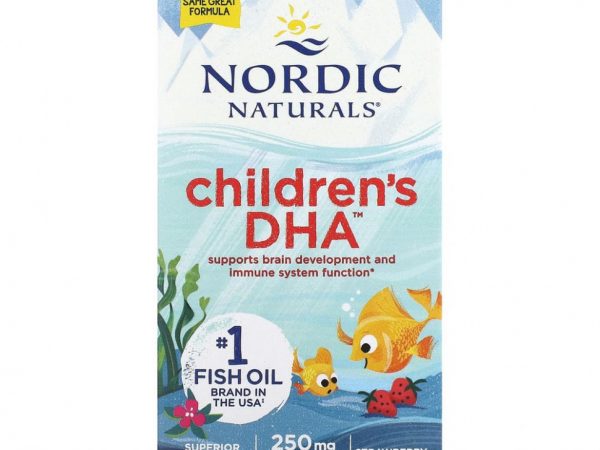 Nordic Naturals, ДГК для детей, клубника, для детей 3–6 лет, 62.5 мг, 90 желатиновых мини-капсул