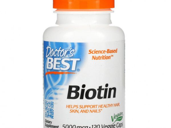 Doctor's Best, биотин, 5000 мкг, 120 вегетарианских капсул