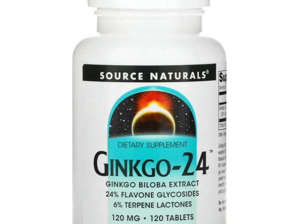 Source Naturals, Ginkgo-24, гинкго билоба,120 мг, 120 таблеток