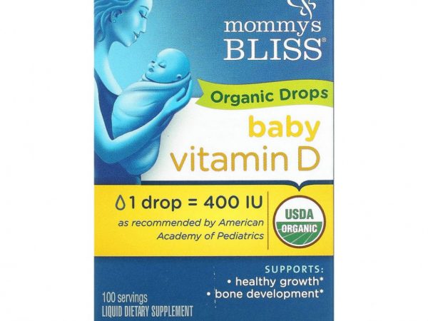 Mommy's Bliss, Витамин D, органические капли, для новорожденных с 0 месяцев, 0,11 жидких унций (3,24 мл)