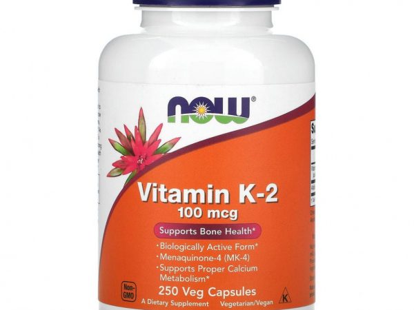 NOW Foods, витамин K-2, 100 мкг, 250 растительных капсул