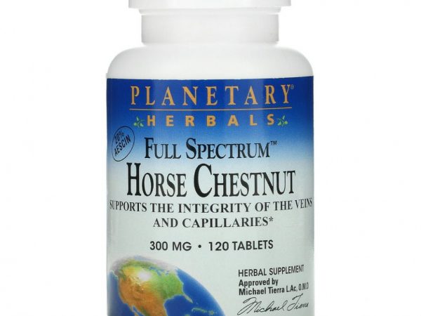 Planetary Herbals, конский каштан полного спектра, 300 мг, 120 таблеток