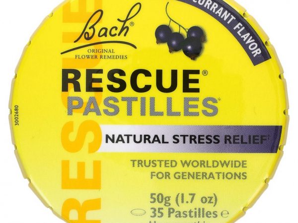 Bach, Original Flower Remedies, спасательные пастилки, натуральное средство для снятия стресса, вкус черной смородины, 35 пастилок, 50 г (1,7 унции)