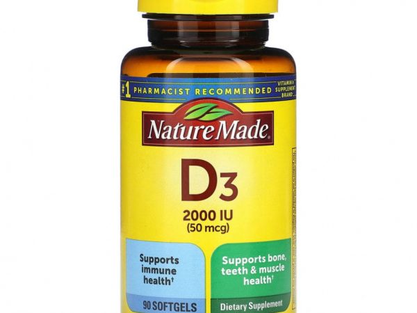 Nature Made, Vitamin D3, 50 mcg, 90 Softgels
