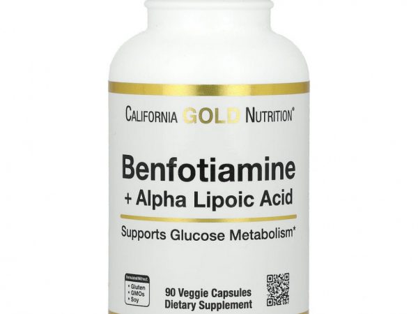 California Gold Nutrition, бенфотиамин с альфа-липоевой кислотой, 90 вегетарианских капсул