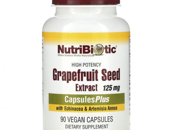 NutriBiotic, Высокоэффективный экстракт семян грейпфрута, с эхинацеей и Artemisia annua, 125 мг, 90 веганских капсул