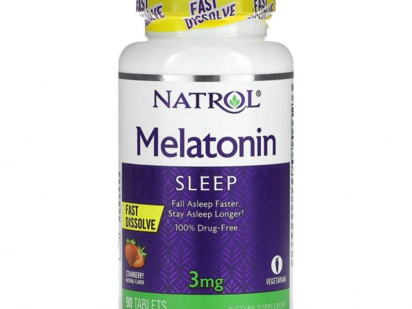 Natrol, Мелатонин, быстрорастворимые, клубника, 3 мг, 90 таблеток