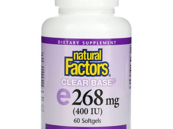 Natural Factors, Clear Base Vitamin E, 268 мг (400 МЕ), 60 мягких таблеток