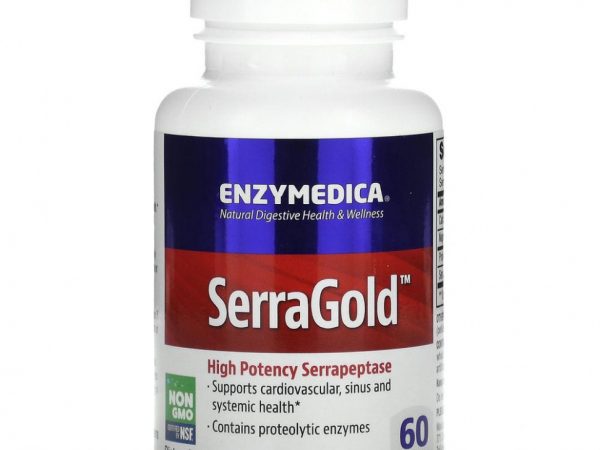 Enzymedica, SerraGold, высокоэффективная серрапептаза, 60 капсул