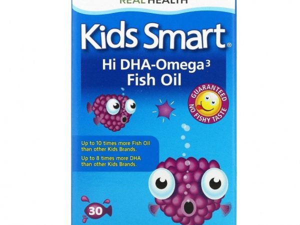 Bioglan, Kids Smart, рыбий жир с высоким содержанием омега-3 и ДГК, великолепный фруктовый вкус, 30 жевательных капсул, лопающихся во рту