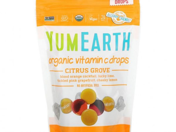 YumEarth, Органические леденцы с витамином С Citrus Grove, 93,5 г (3,3 унции)