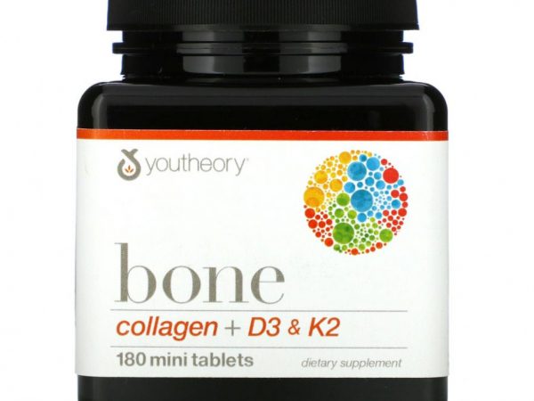 Youtheory, Bone, коллаген + D3 и K2, 180 мини-таблеток