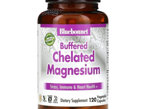 Bluebonnet Nutrition, буферный хелатный магний, 120 растительных капсул