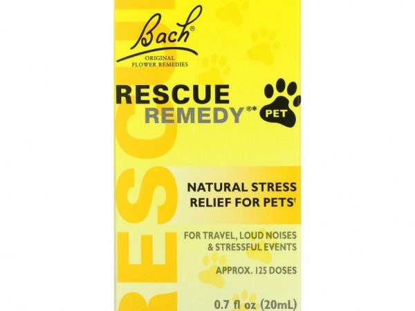 Bach, Rescue Remedy, оригинальные цветочные средства для домашних питомцев, натуральное средство для снятия стресса, 20 мл (0,7 жидк. унции)