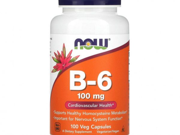 NOW Foods, Витамин B6, 100 мг, 100 растительных капсул