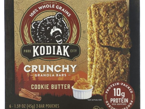 Kodiak Cakes, Хрустящие батончики из мюсли, масло для печенья, 6 пакетиков по 45 г (1,59 унции)