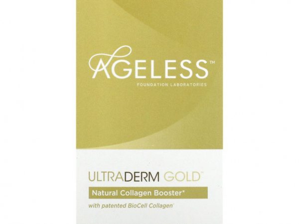 Ageless Foundation Laboratories, UltraDerm Gold, натуральная коллагеновая поддержка с запатентованным коллагеном BioCell, 60 капсул