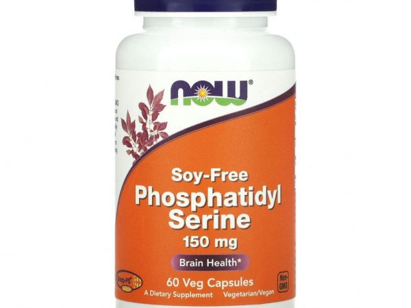 NOW Foods, Фосфатидилсерин, без сои, 150 мг, 60 растительных капсул