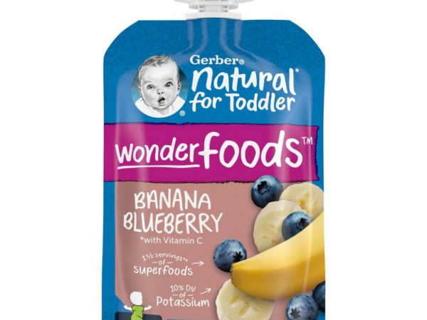 Gerber, Smart Flow, от 12 месяцев, банан, черника, 3,5 унции (99 г)