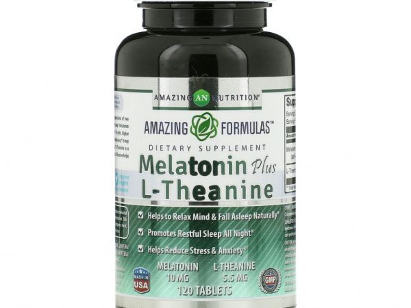 Amazing Nutrition, Melatonin Plus L-Theanine, 10 mg/5.5 mg, 120 Tablets