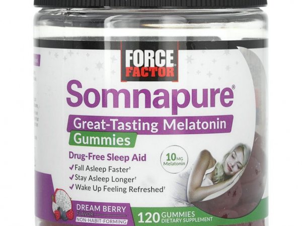 Force Factor, Somnapure, жевательные таблетки с мелатонином, 5 мг, ягодный вкус, 120 жевательных таблеток