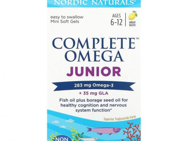 Nordic Naturals, Complete Omega, для детей от 6 до 12 лет, со вкусом лимона, 283 мг, 90 мини-капсул