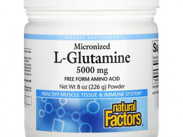 Natural Factors, Микронизированный L-глютамин, 5000 мг, 226 г (8 унций)