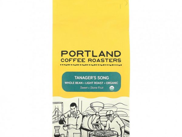 Portland Coffee Roasters, Органический кофе, цельные зерна, жирная обжарка, песня Танагера, 340 г (12 унций)