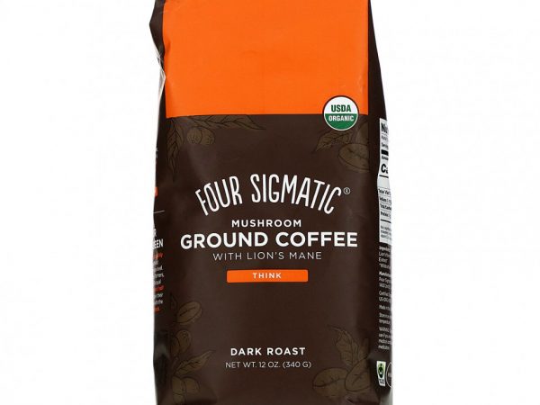 Four Sigmatic, Think, молотый кофе с ежовиком гребенчатым, темная обжарка, 340 г (12 унций)