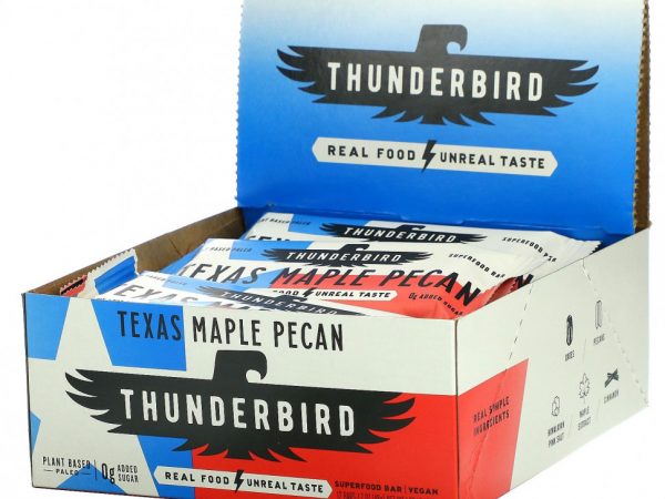 Thunderbird, Superfood Bar, техасский клен и пекан, 12 батончиков, 48 г (1,7 унции)