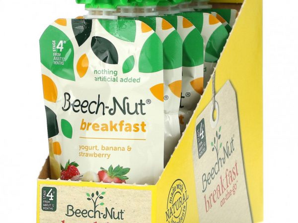 Beech-Nut, Breakfast, йогурт, этап 4, банан и клубника, 12 пакетиков по 99 г (3,5 унции)